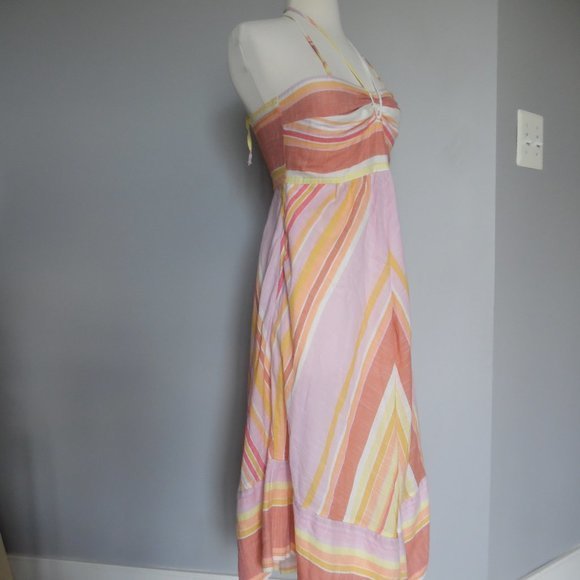 Anthropologie Eomens Savannah Chevron Stripe Halter Neck‎ Sun Cotton Dress Maxi - Picture 3 of 4